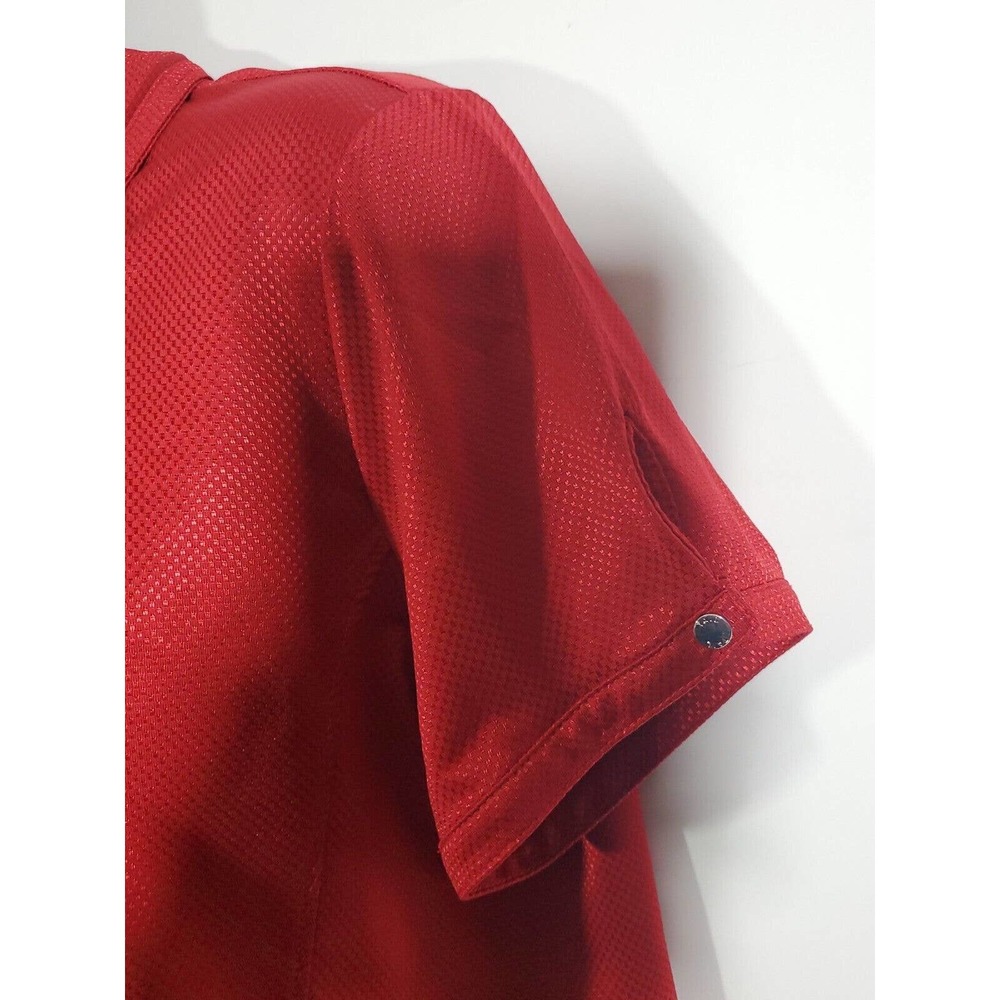 Tail Women's Short Sleeve Golf Polo Shirt Size L Red Zip Polyester Silver Studs - Picture 3 of 8